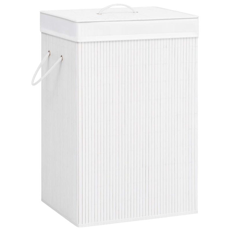 Load image into Gallery viewer, Vidaxl wasmand met 2 vakken 72 l bamboe wit