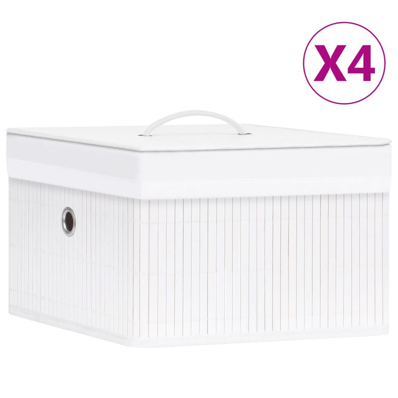 Load image into Gallery viewer, Vidaxl opbergboxen 4 st bamboe wit