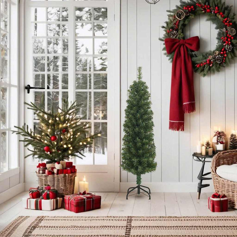 Load image into Gallery viewer, Vidaxl kunstkerstboom met standaard smal 150 cm pvc groen