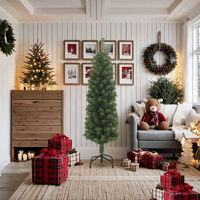 Load image into Gallery viewer, Vidaxl kunstkerstboom met standaard smal 180 cm pvc groen