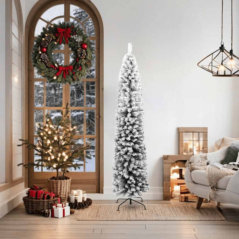 Load image into Gallery viewer, Vidaxl kunstkerstboom met sneeuw smal 180 cm pvc groen