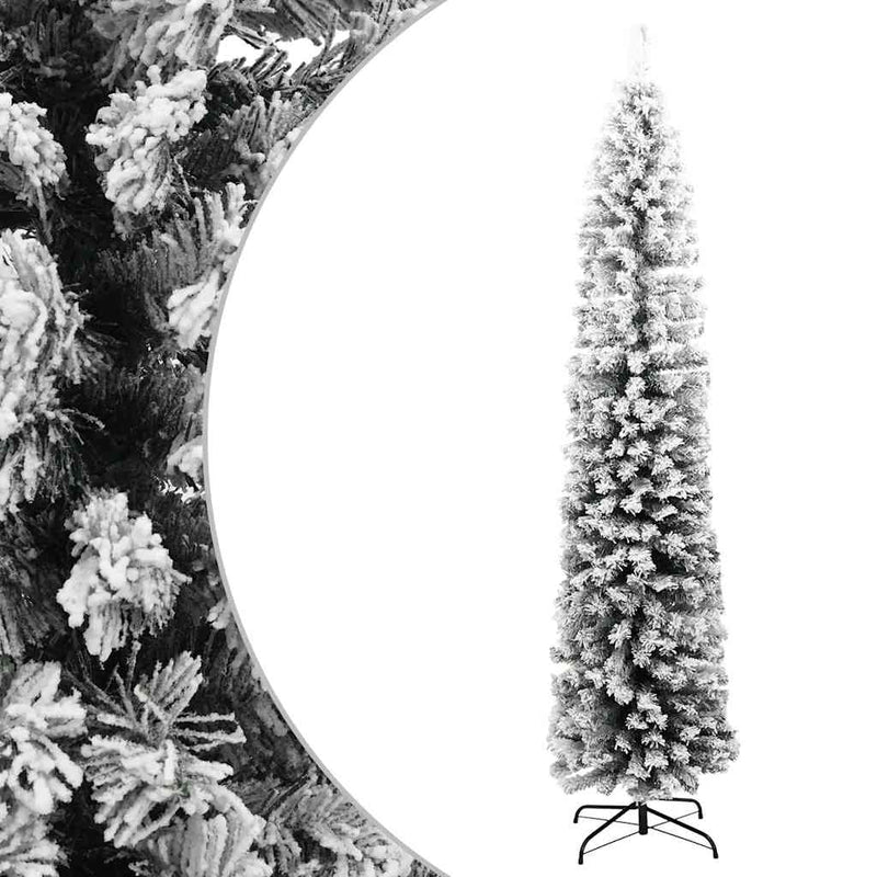 Load image into Gallery viewer, Vidaxl kunstkerstboom met sneeuw smal 240 cm pvc groen