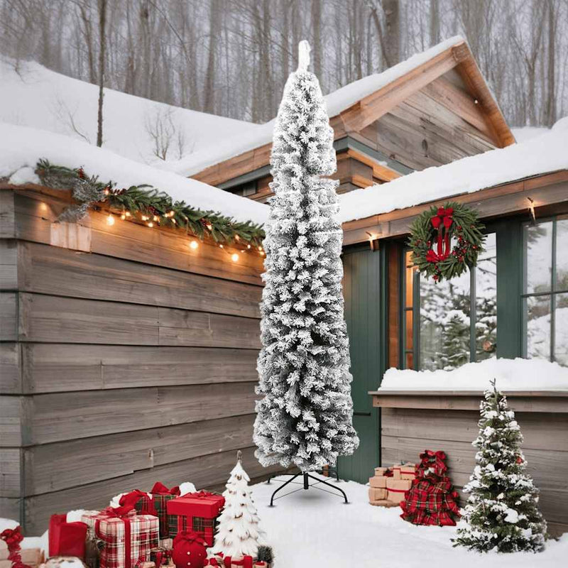 Load image into Gallery viewer, Vidaxl kunstkerstboom met sneeuw smal 240 cm pvc groen