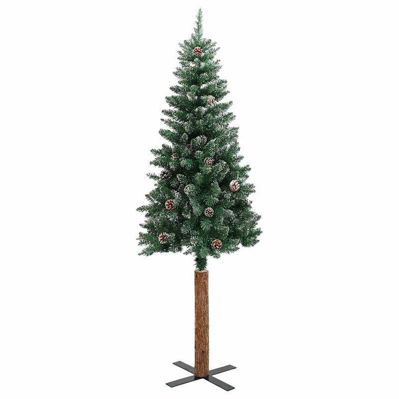Load image into Gallery viewer, VidaXL Kerstboom met echt hout en sneeuw smal 150 cm groen
