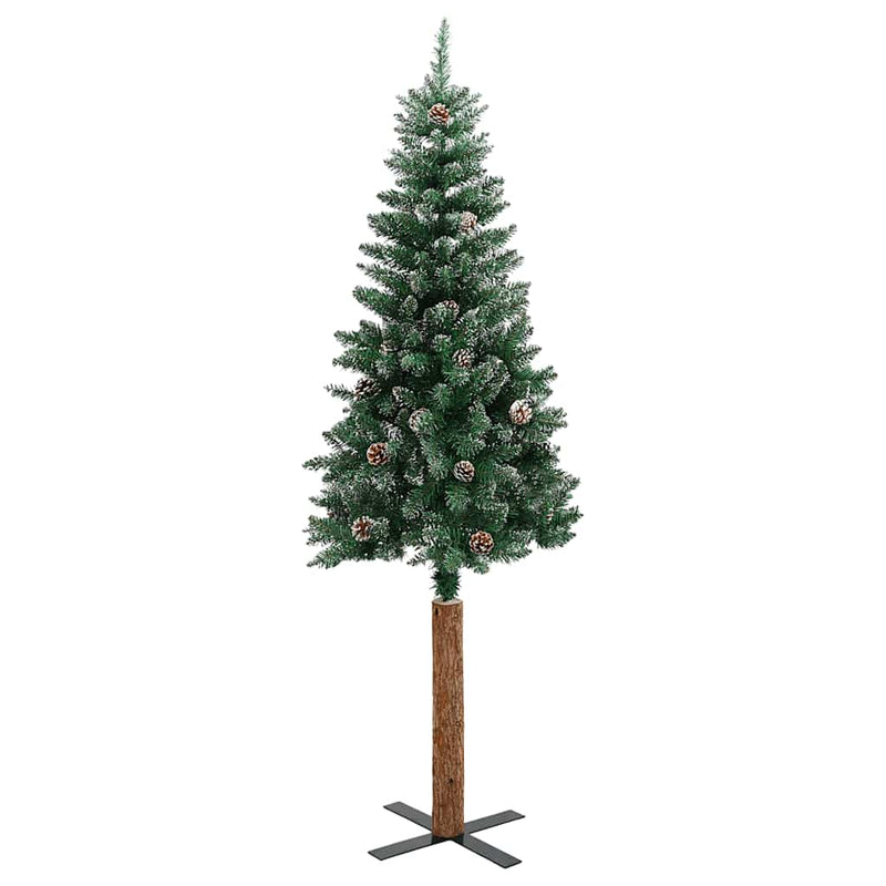 Laden Sie das Bild in Galerie -Viewer, Vidaxl kerstboom met echt hout en sneeuw smal 180 cm groen