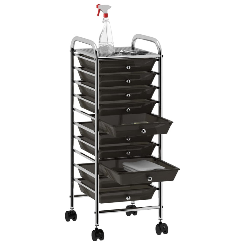 Load image into Gallery viewer, Vidaxl opbergtrolley met 10 lades mobiel kunststof zwart