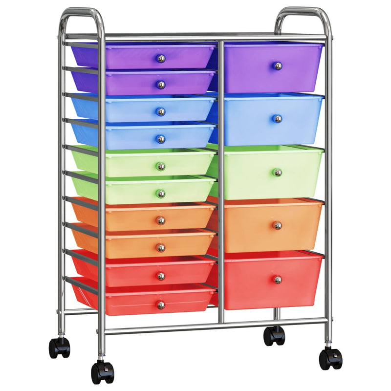 Load image into Gallery viewer, Vidaxl opbergtrolley met 15 lades mobiel xxl kunststof meerkleurig