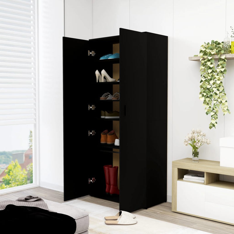 Load image into Gallery viewer, VidaXL Schoenenkast 80x39x178 cm bewerkt hout zwart