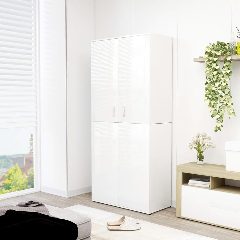 Load image into Gallery viewer, VidaXL Schoenenkast 80x39x178 cm bewerkt hout hoogglans wit