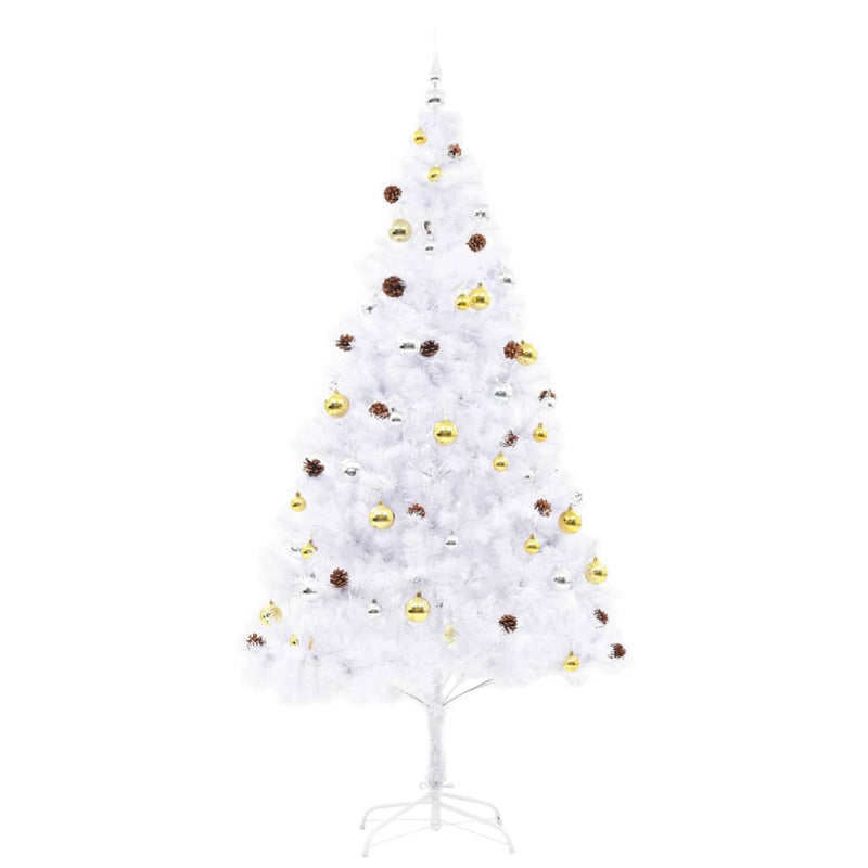 Load image into Gallery viewer, Vidaxl kunstkerstboom met verlichting en kerstballen 210 cm wit