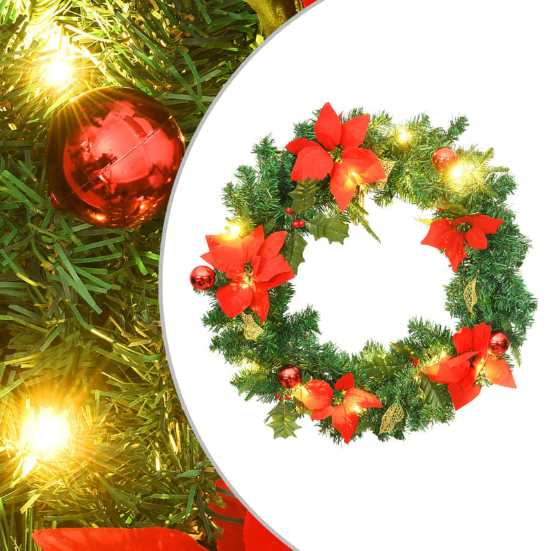 Load image into Gallery viewer, Vidaxl kerstkrans met led lampjes 60 cm pvc groen