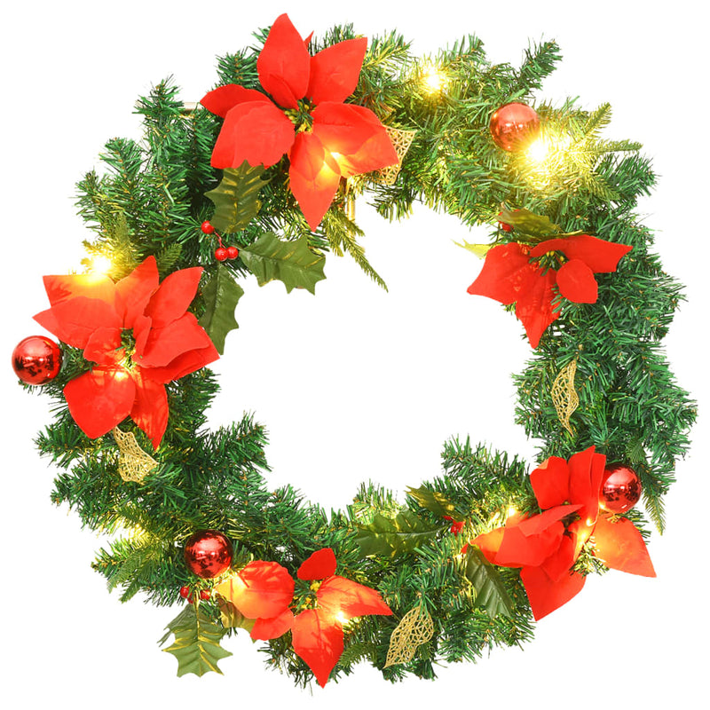 Load image into Gallery viewer, Vidaxl kerstkrans met led lampjes 60 cm pvc groen