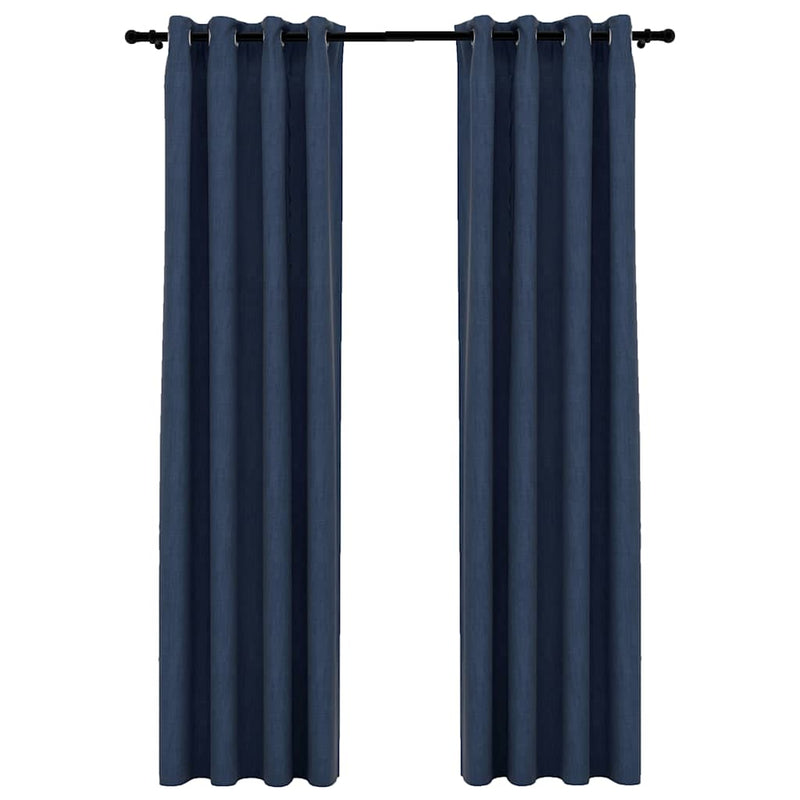 Load image into Gallery viewer, Vidaxl gordijnen linnen-look verduisterend ogen 2 st 140x245 cm blauw