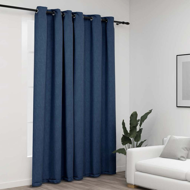 Load image into Gallery viewer, Vidaxl gordijn linnen-look verduisterend met ogen 290x245 cm blauw