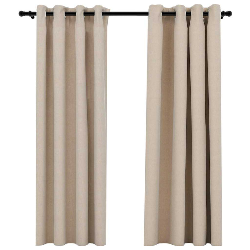 Load image into Gallery viewer, Vidaxl gordijnen linnen-look verduisterend ogen 2 st 140x175 cm beige