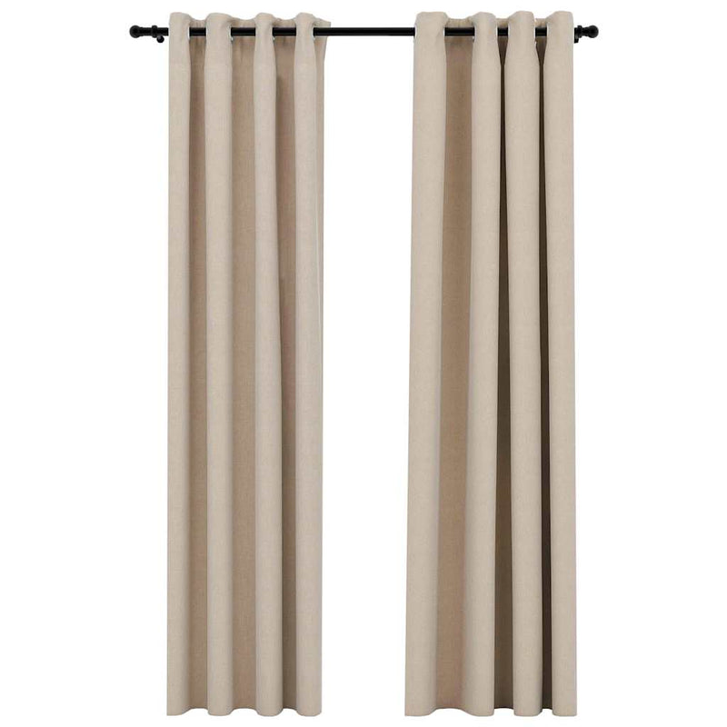 Load image into Gallery viewer, Vidaxl gordijnen linnen-look verduisterend ogen 2 st 140x225 cm beige