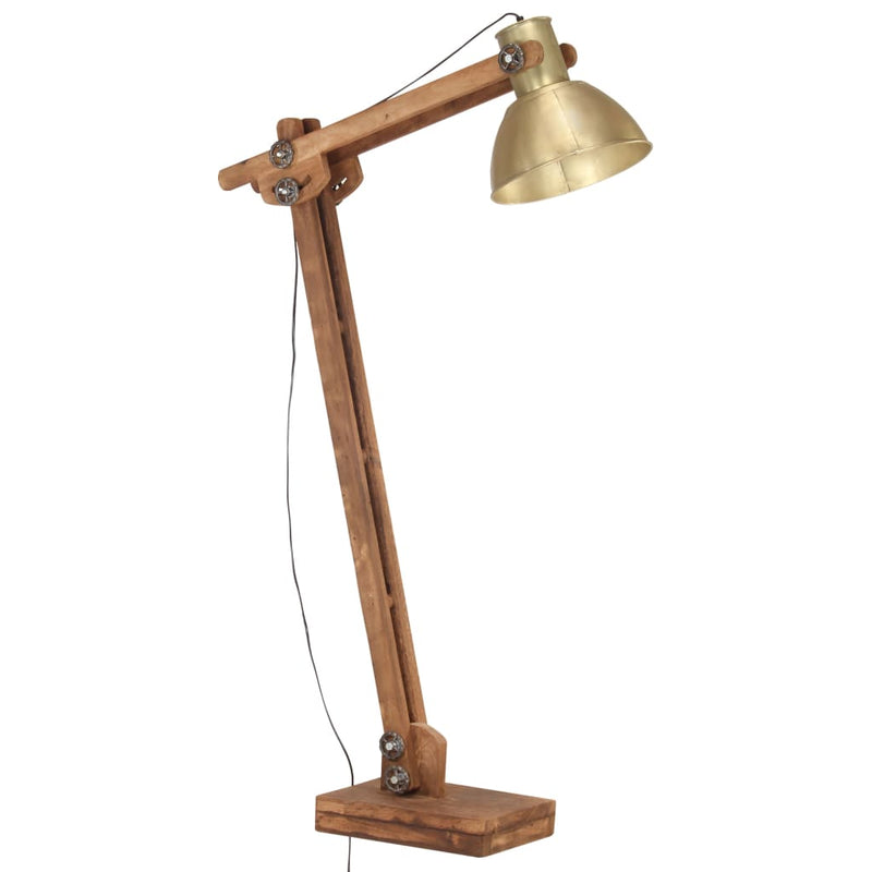 Load image into Gallery viewer, VidaXL Vloerlamp E27 massief mangohout messingkleurig