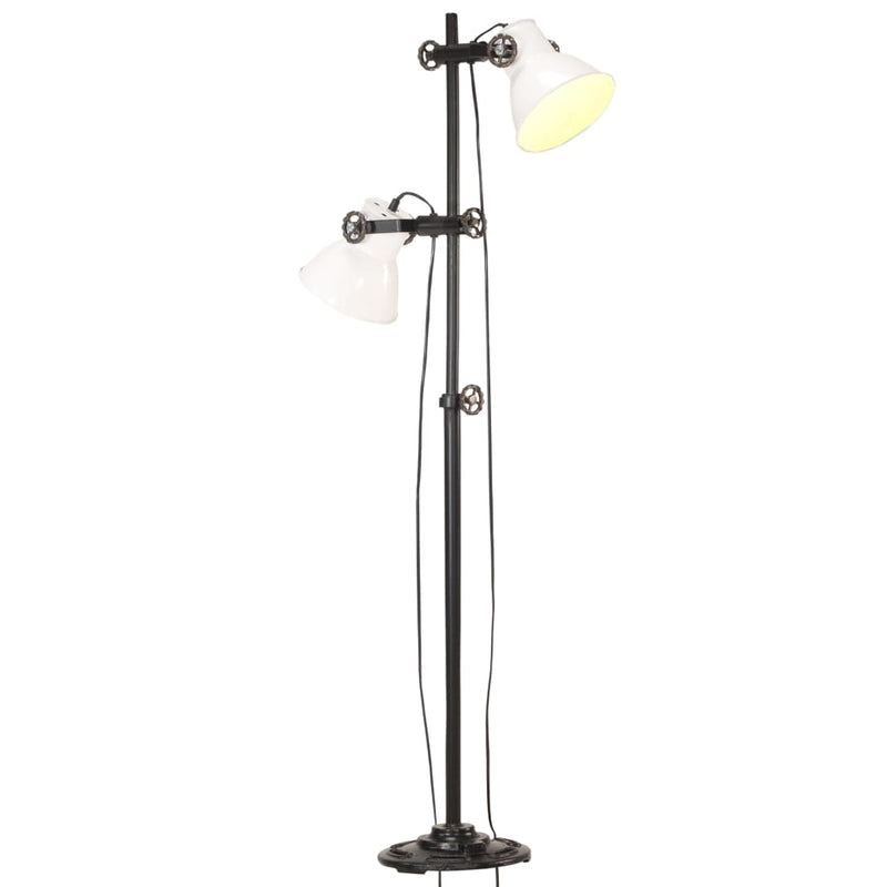 Load image into Gallery viewer, Vidaxl vloerlamp met 2 lampenkappen e27 gietijzer wit