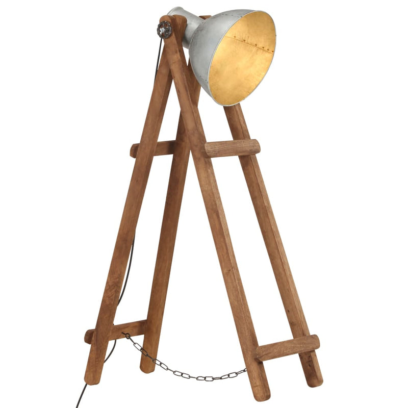 Laden Sie das Bild in Galerie -Viewer, Vidaxl vloerlamp e27 massief mangohout zilverkleurig