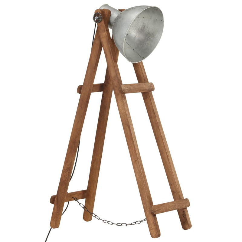 Laden Sie das Bild in Galerie -Viewer, Vidaxl vloerlamp e27 massief mangohout zilverkleurig