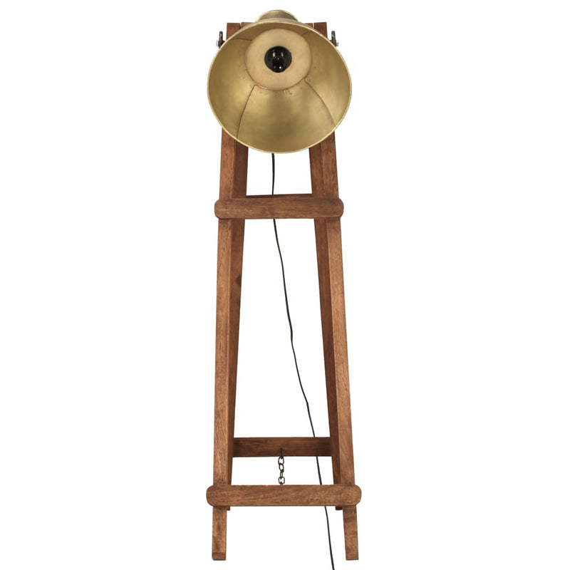 Laden Sie das Bild in Galerie -Viewer, Vidaxl vloerlamp e27 massief mangohout messingkleurig