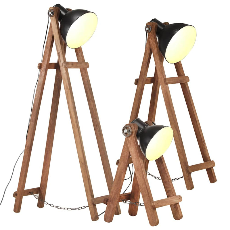 ギャラリービューアに画像をロードする, Vidaxl vloerlampen 3 st e27 massief mangohout zwart