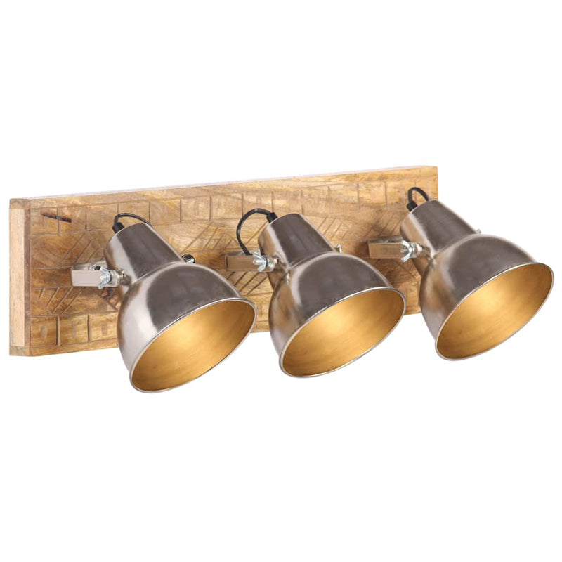Chargez l'image dans la visionneuse de la galerie, Vidaxl wandlamp industrieel e27 70x23 cm mangohout zilverkleurig