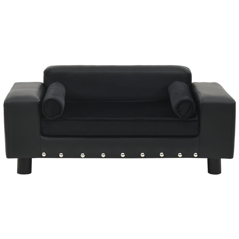 Load image into Gallery viewer, Vidaxl hondenbank 81x43x31 cm pluche en kunstleer zwart