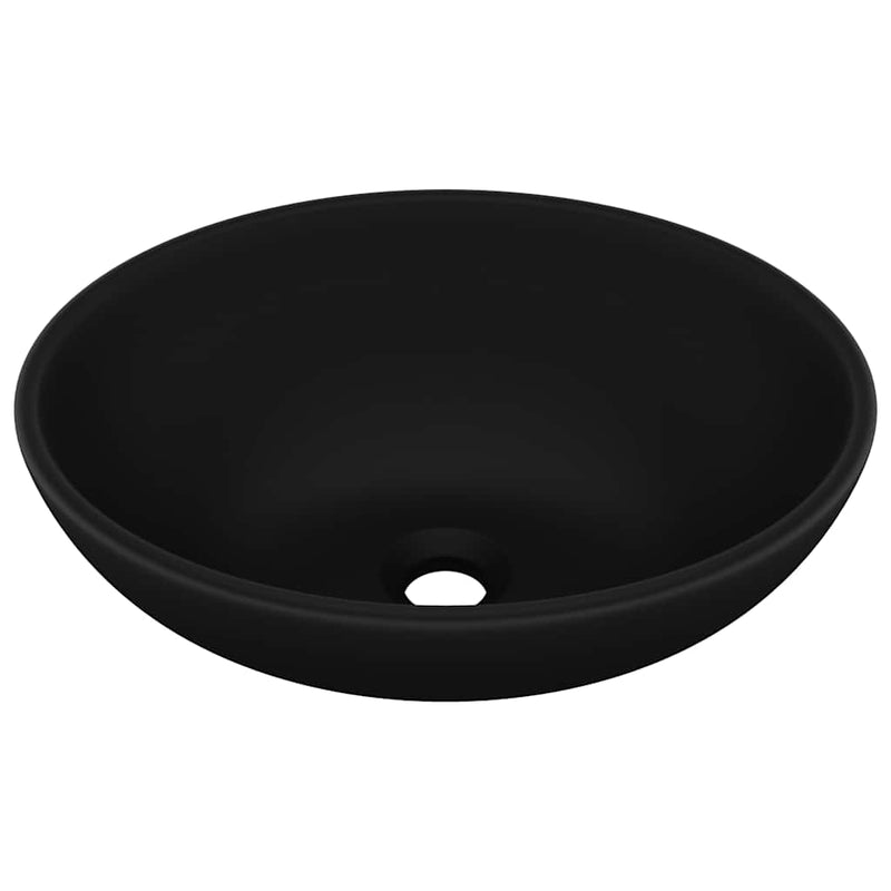 Load image into Gallery viewer, Vidaxl wastafel ovaal 40x33 cm keramiek matzwart