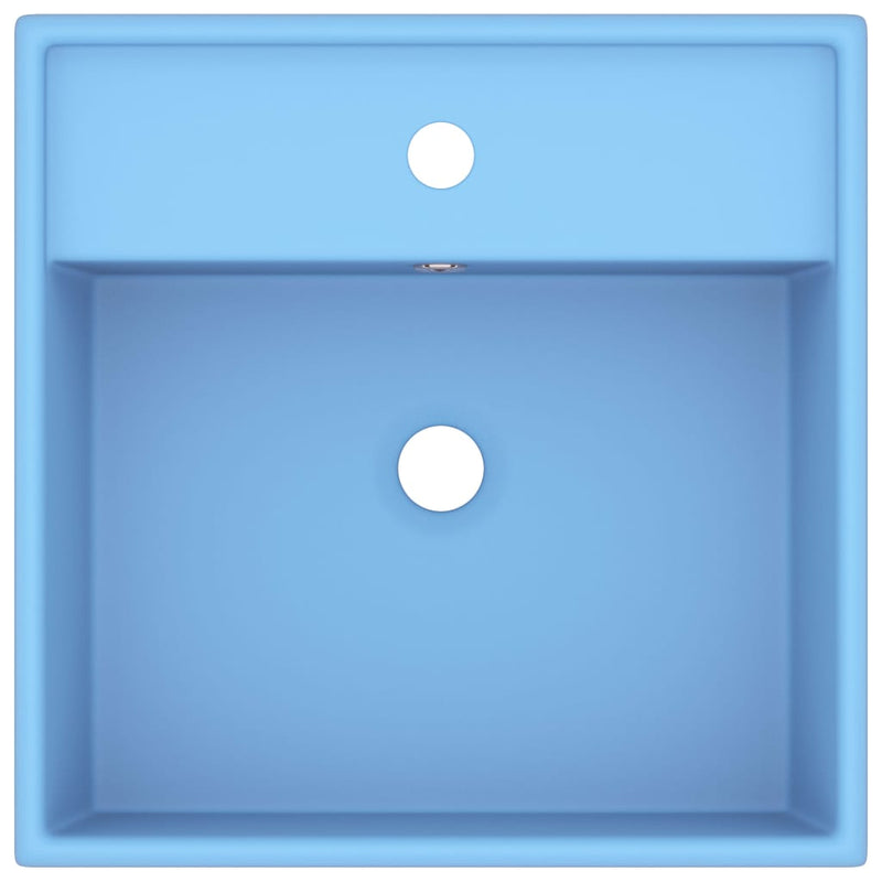 Load image into Gallery viewer, Vidaxl wastafel met overloop vierkant 41x41 cm keramiek mat lichtblauw