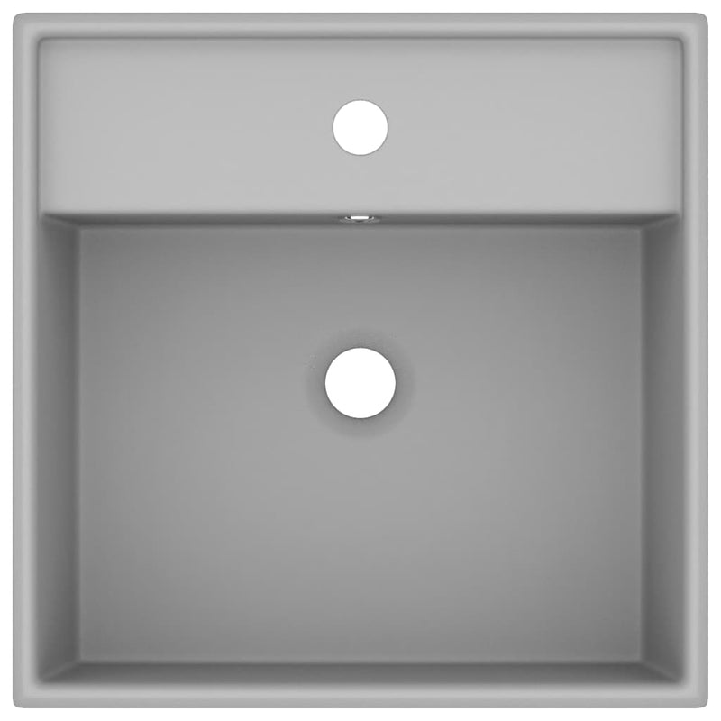 Load image into Gallery viewer, Vidaxl wastafel met overloop vierkant 41x41 cm keramiek mat lichtgrijs