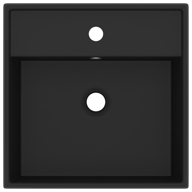 Load image into Gallery viewer, Vidaxl wastafel met overloop vierkant 41x41 cm keramiek matzwart