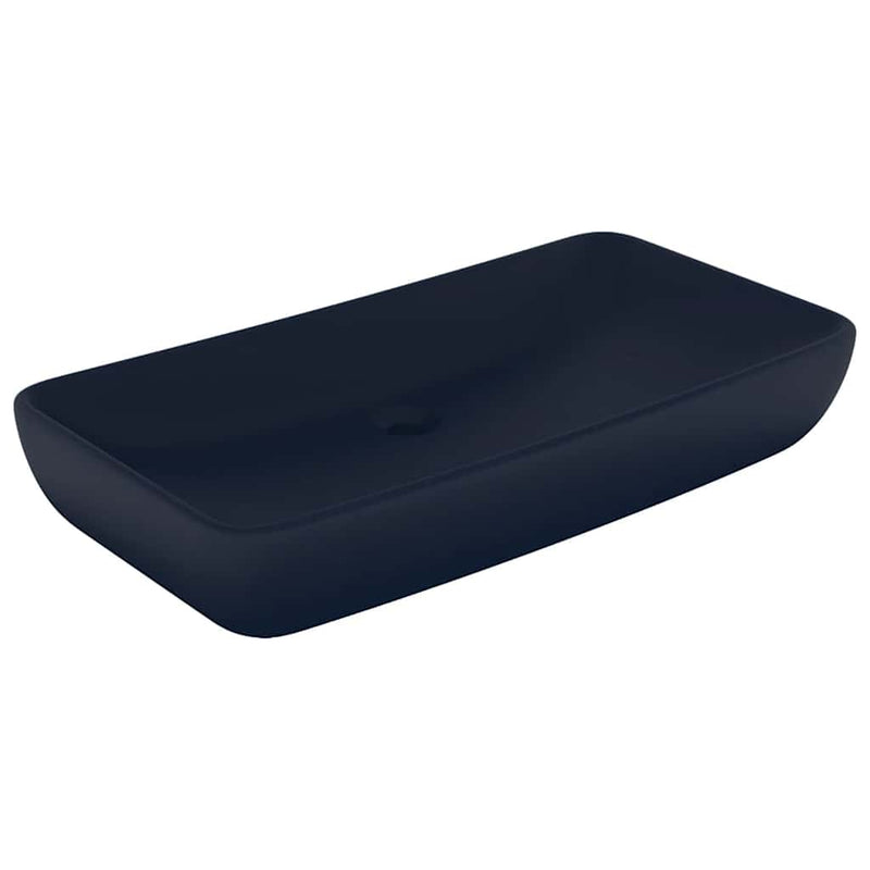 Afbeelding laden in galerijviewer, Vidaxl wastafel rechthoekig 71x38 cm keramiek mat donkerblauw