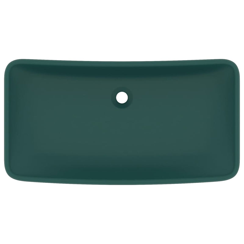 Load image into Gallery viewer, Vidaxl wastafel rechthoekig 71x38 cm keramiek mat donkergroen