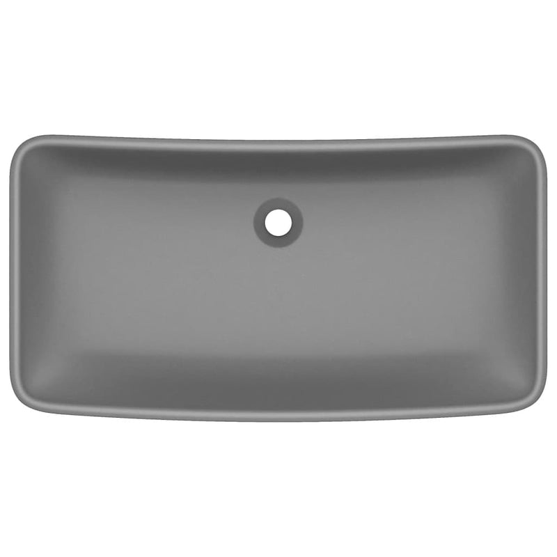 Load image into Gallery viewer, Vidaxl wastafel rechthoekig 71x38 cm keramiek mat donkergrijs