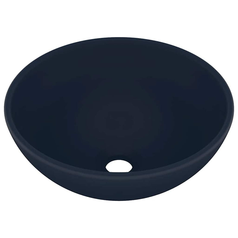 Load image into Gallery viewer, Vidaxl wastafel rond 32,5x14 cm keramiek mat donkerblauw