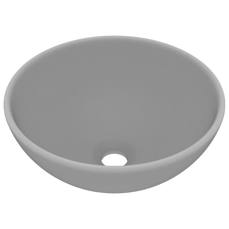 Load image into Gallery viewer, Vidaxl wastafel rond 32,5x14 cm keramiek mat lichtgrijs