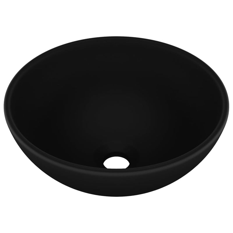 Load image into Gallery viewer, Vidaxl wastafel rond 32,5x14 cm keramiek matzwart