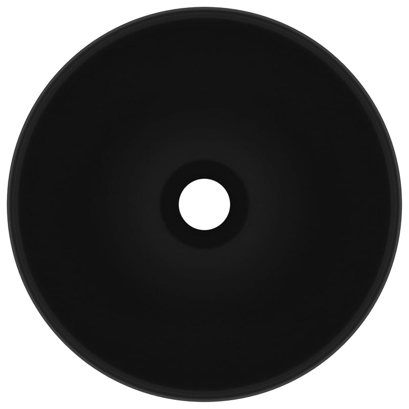 Load image into Gallery viewer, Vidaxl wastafel rond 32,5x14 cm keramiek matzwart