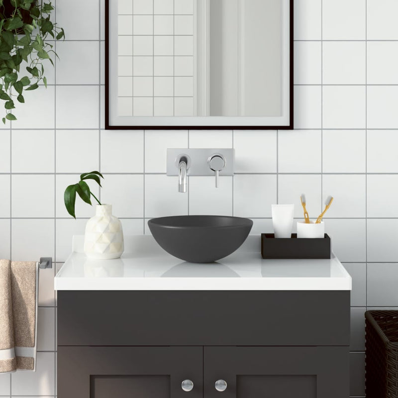 Load image into Gallery viewer, Vidaxl wastafel rond keramiek donkergrijs