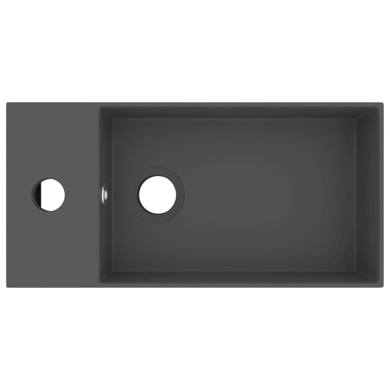 Load image into Gallery viewer, Vidaxl wastafel met overloop keramiek donkergrijs