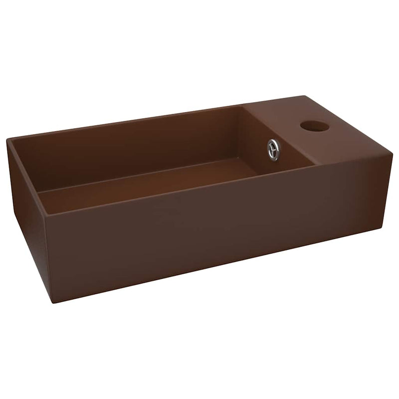 ギャラリービューアに画像をロードする, Vidaxl wastafel met overloop keramiek donkerbruin