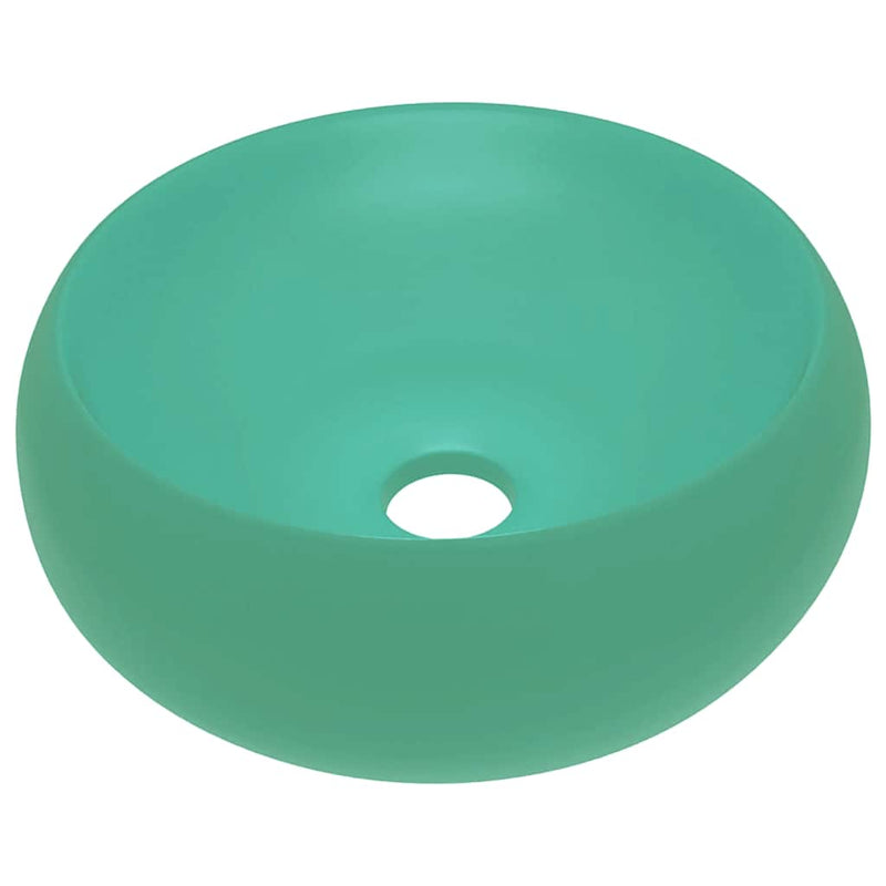 Load image into Gallery viewer, Vidaxl wastafel rond 40x15 cm keramiek mat lichtgroen