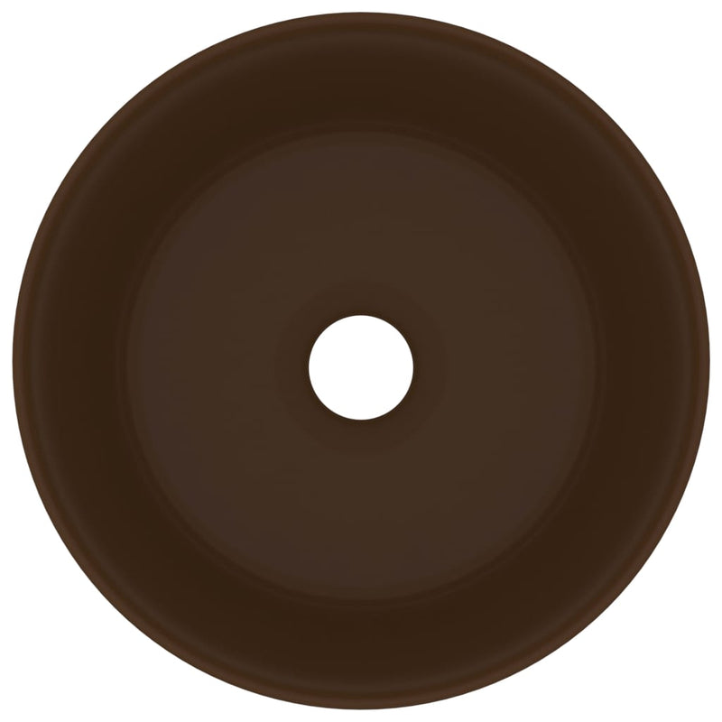 Load image into Gallery viewer, Vidaxl wastafel rond 40x15 cm keramiek mat donkerbruin