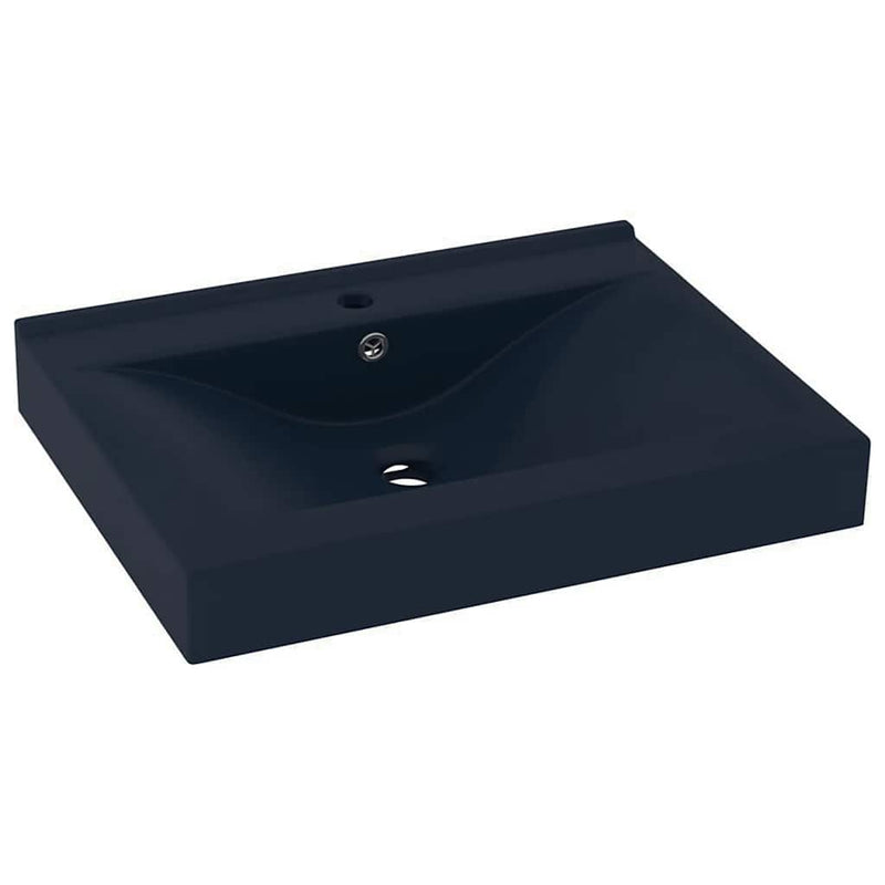 Load image into Gallery viewer, Vidaxl wastafel met kraangat 60x46 cm keramiek mat donkerblauw
