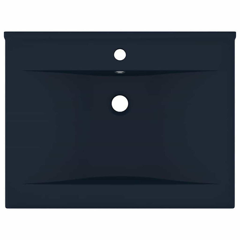 Load image into Gallery viewer, Vidaxl wastafel met kraangat 60x46 cm keramiek mat donkerblauw