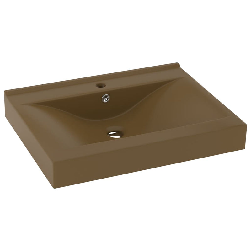 Load image into Gallery viewer, Vidaxl wastafel met kraangat 60x46 cm keramiek matcrème