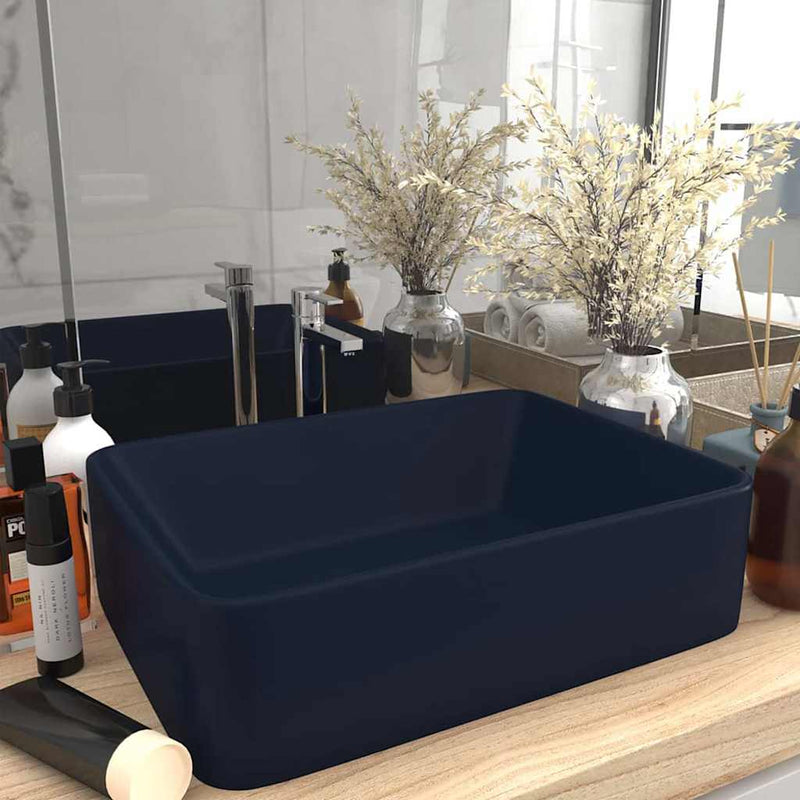 Load image into Gallery viewer, Vidaxl wastafel 41x30x12 cm keramiek mat donkerblauw