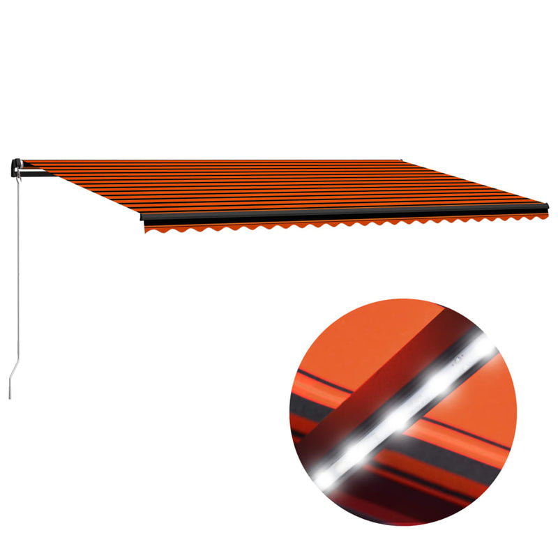 Load image into Gallery viewer, VidaXL Luifel handmatig uittrekbaar met LED 600x300 cm oranje en bruin