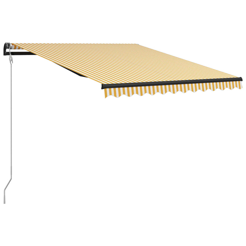 Load image into Gallery viewer, VidaXL Luifel uittrekbaar met windsensor en LED 300x250 cm geel en wit
